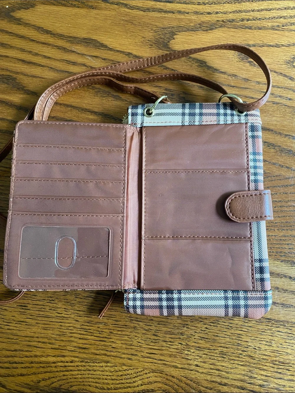 Brown Plaid Crossbody Phone Bag - Unbranded